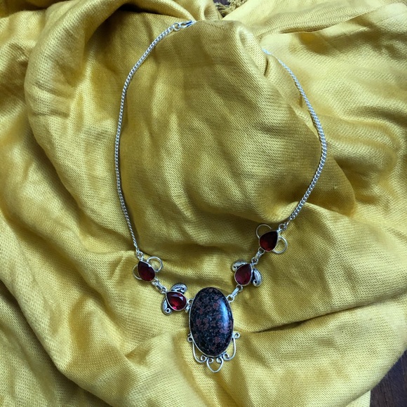 Handmade Jasper and Garnet Necklace SS New - Picture 1 of 5